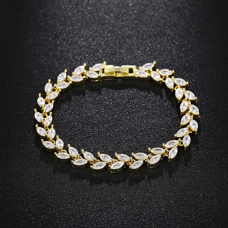 Huitan Marquise CZ Bracelet – Gold & Silver Women's Jewelry