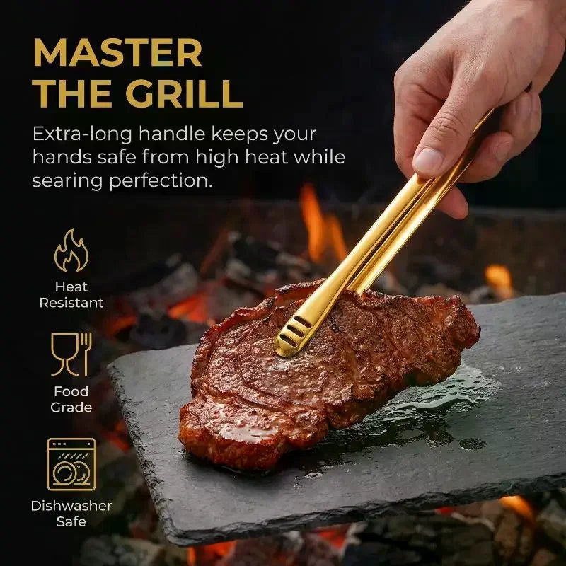 Stainless Steel BBQ & Kitchen Tongs – Reusable Food Tongs