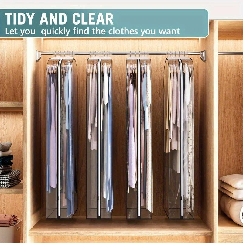 Sturdy Plastic Garment Bags Zipper Hanging Closet Storage Coats