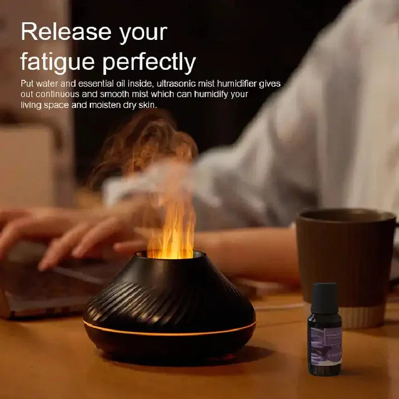 Flame Aroma Diffuser Humidifier – 7 Color LED Night Light