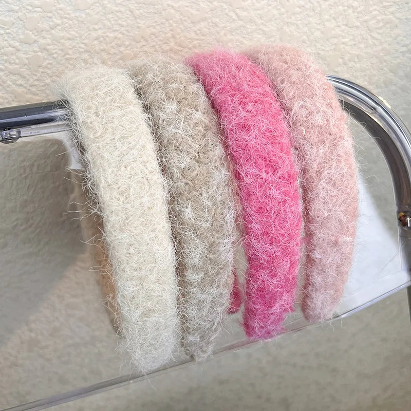 Women's Faux Mink Fur Wide Headband – Warm Plush Hair Hoop