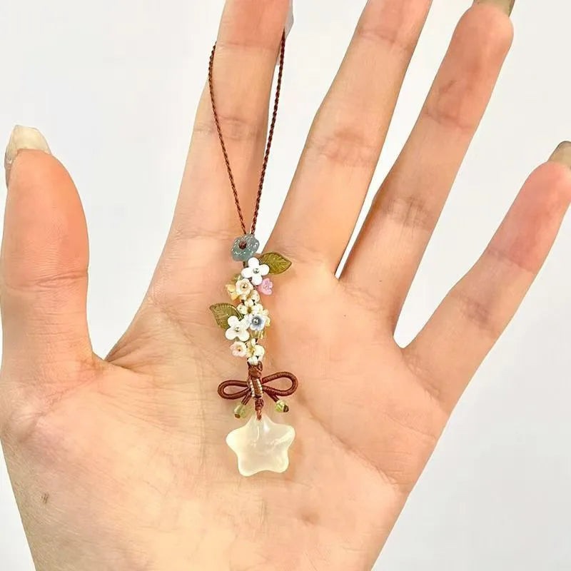 Chinese Ice Transparent Star Flower Pendant Sweet Cute Mobile Bag