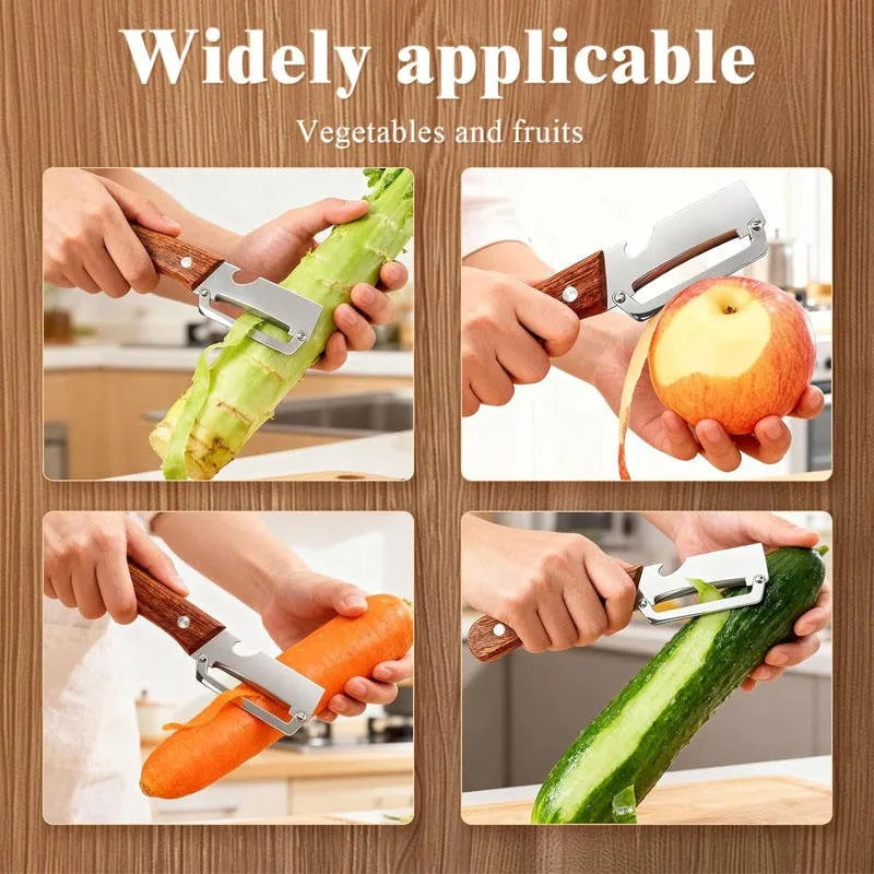 Stainless Steel Peeler Oak Wooden Handle | 1/3/5 Pack