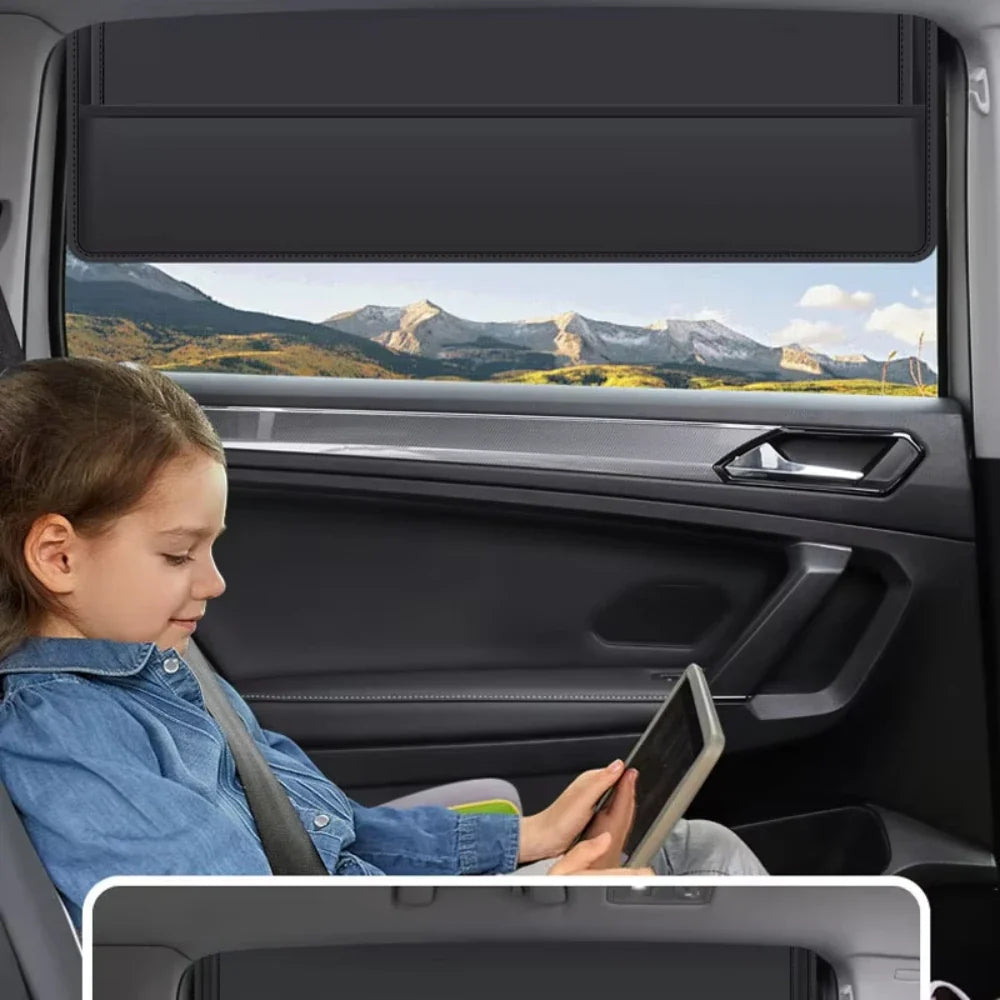 Magnetic Retractable Car Window Sun Shade Curtain + Storage Bag