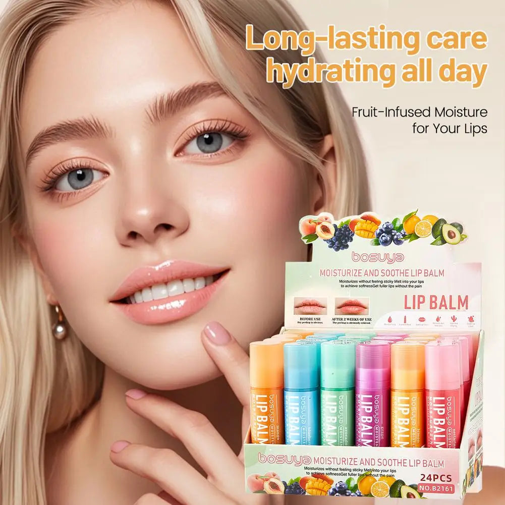 24-Pack Fruit Lip Balm Set – Honey, Grape & Avocado Moisturizing