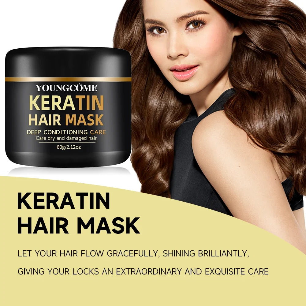 YOUNGCOME Keratin Hair Mask & Essential Oil Set – 5 Min