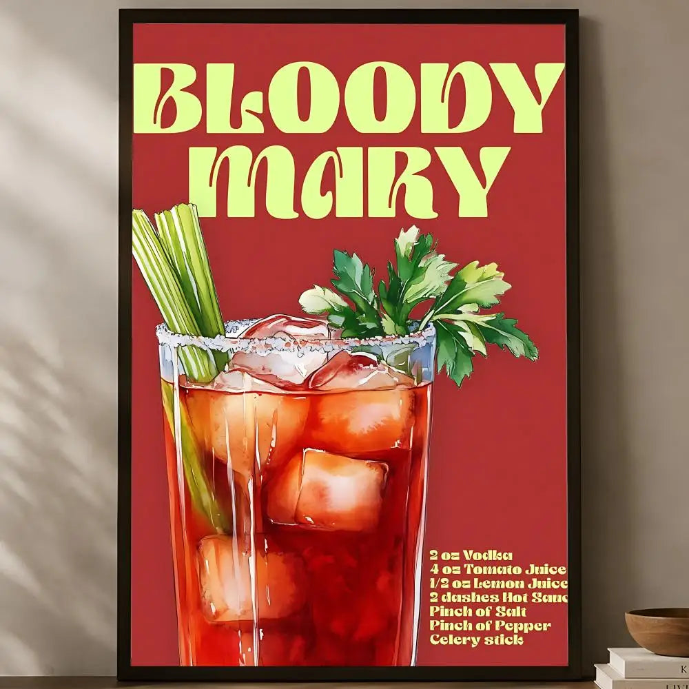 Bloody Mary Cocktail Wall Art Poster – Self-Stick Waterproof