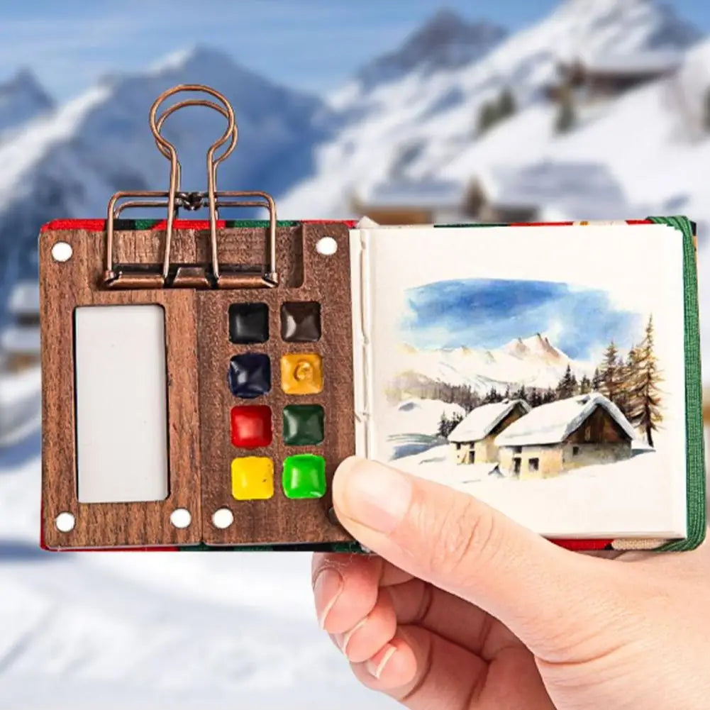 Mini Travel Watercolor Paint Set – Nano Wood Palette 12/24 Colors