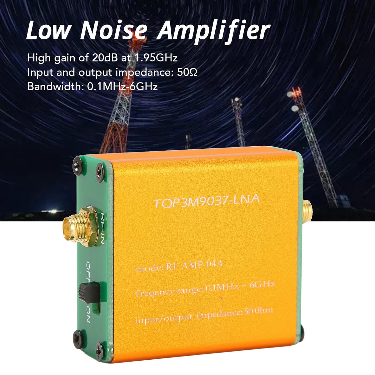 0.1MHz–6GHz 20dB LNA RF Low Noise Amplifier Preamplifier Module