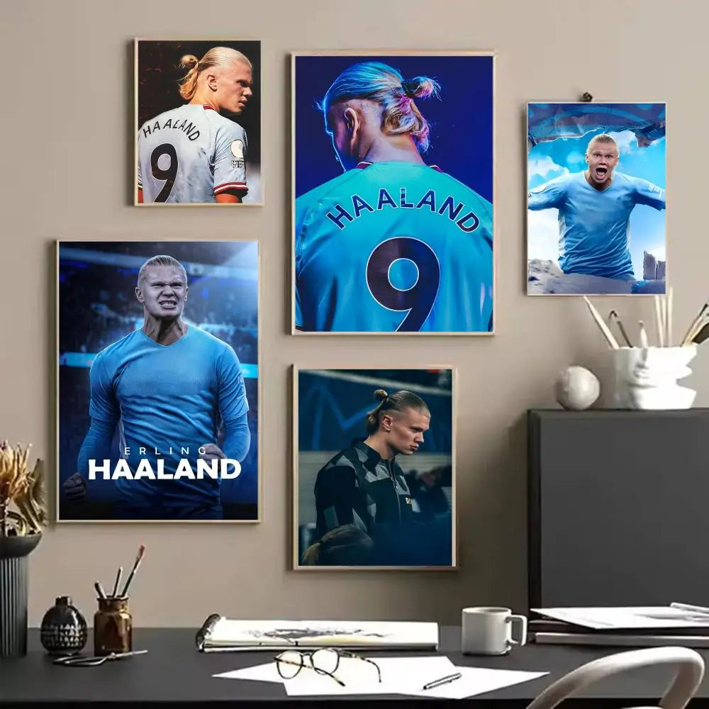 Haaland No.9 Canvas Wall Art – Unframed Football Poster