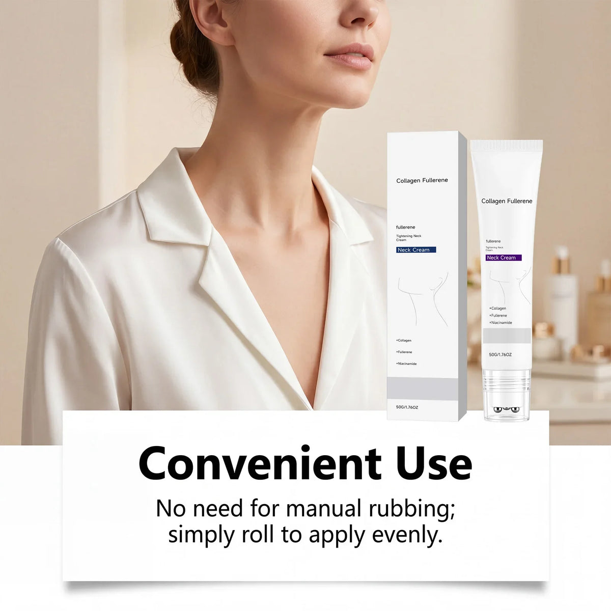 Collagen Firming Neck Cream with Rollerball Massager – 50g