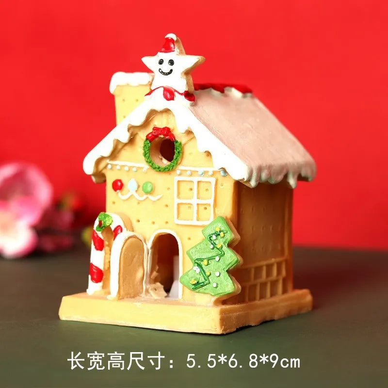 Christmas House Resin Figurines | Micro Landscape Desk Ornaments