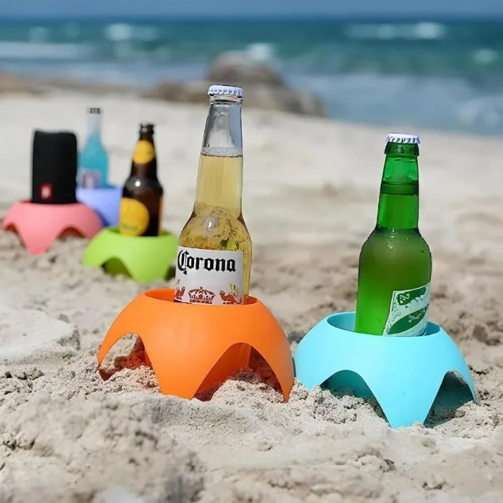 Beach Sand Cup Holders with 5 Stackable Cups | Beach Essentials