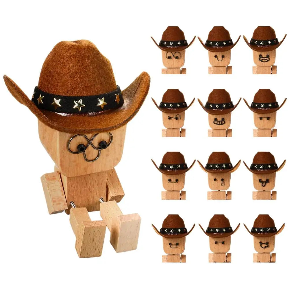Wobbly Wooden Cowboy Figurine | Spring Shaking Dashboard Toy