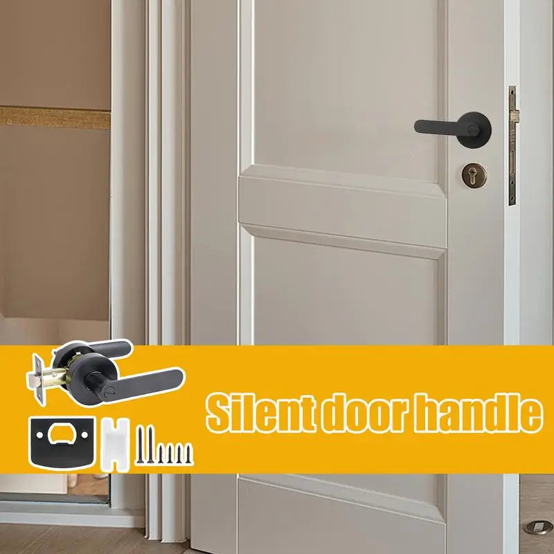 Heavy Duty Black Silent Door Lever | Keyless Privacy Lockset