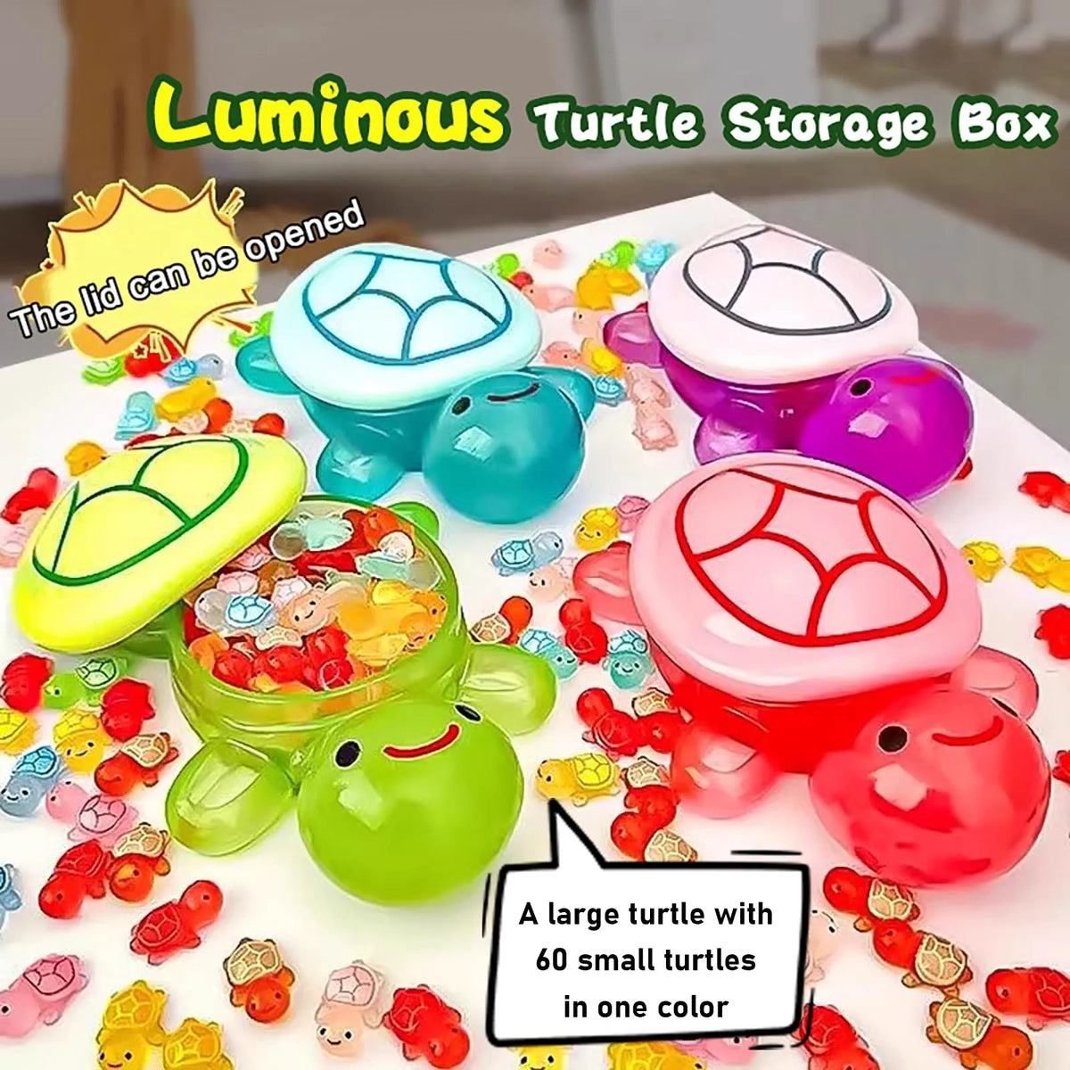 Glow-in-the-Dark Turtle Figurines Set – 1 Large + 60 Mini Resin