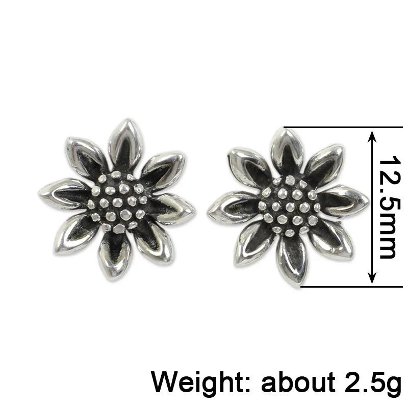 Huitan Vintage Sunflower Stud Earrings – Dainty Floral Studs