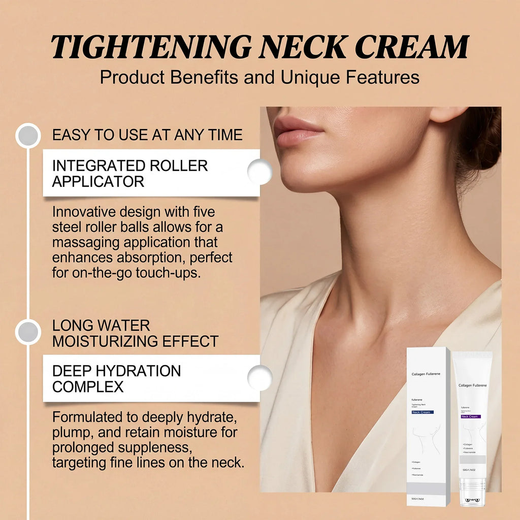 Collagen Firming Neck Cream with Rollerball Massager – 50g