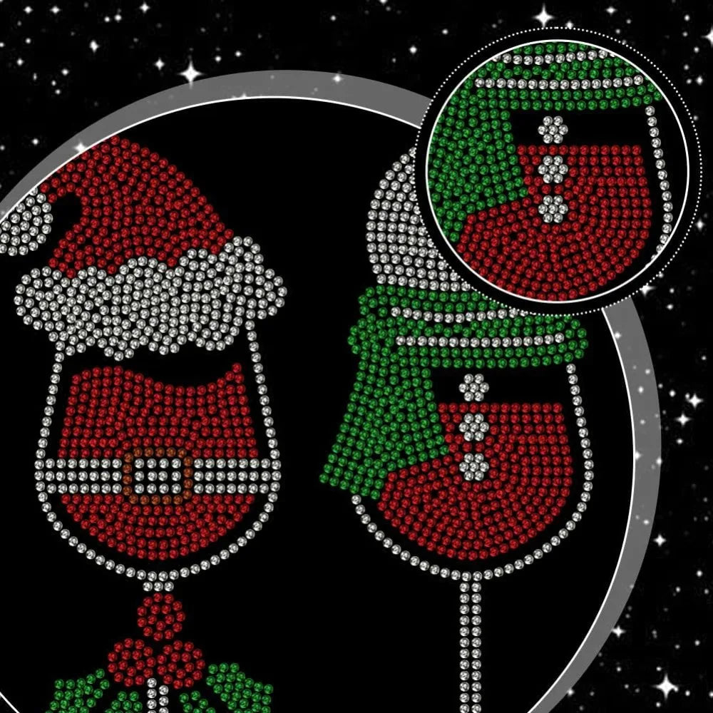 Christmas Glass Rhinestone Iron-On Appliqué | 11.7×8.3 In