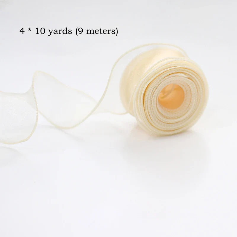 10yards Roll Silk Ribbon Satin Organza Ribbons Wrapping Handmade