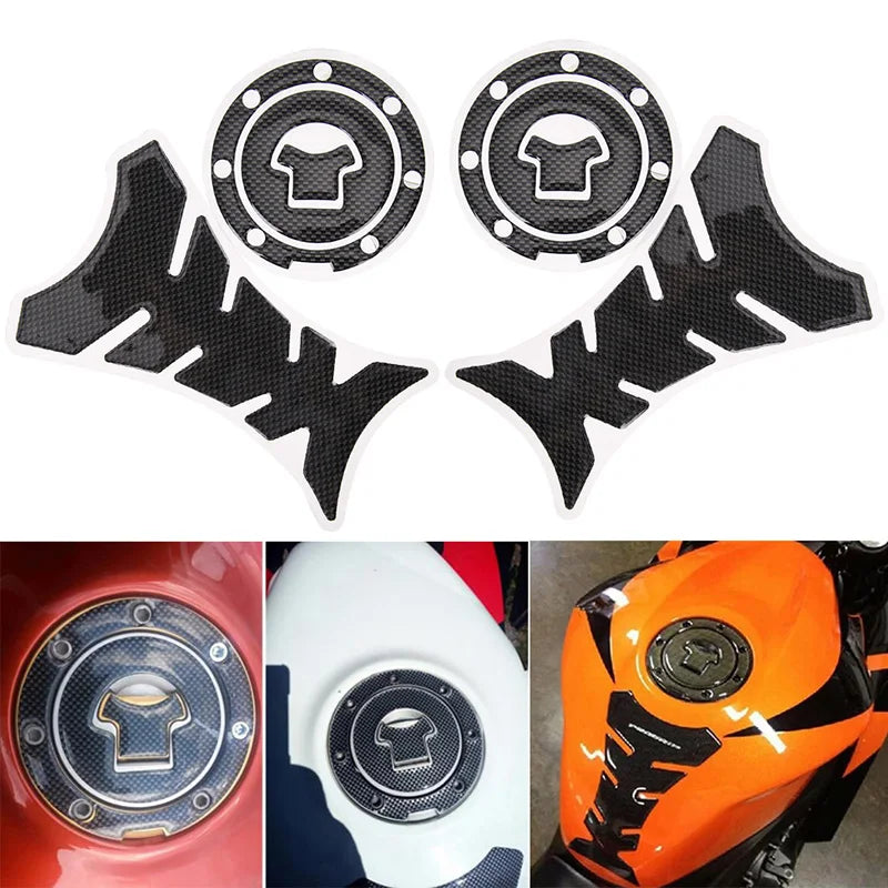 2Pcs Motorcycle 3D Carbon Fiber Fuel Tank Pad Protector Sticker