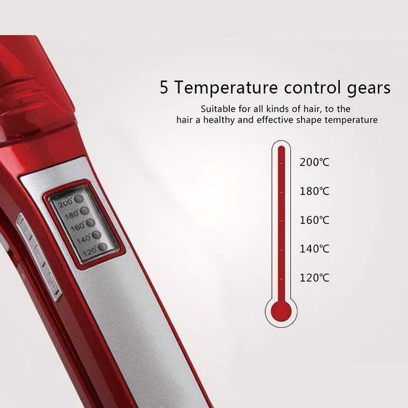 Ceramic Steam Hair Straightener | LED Fast Heat, 5 Temps