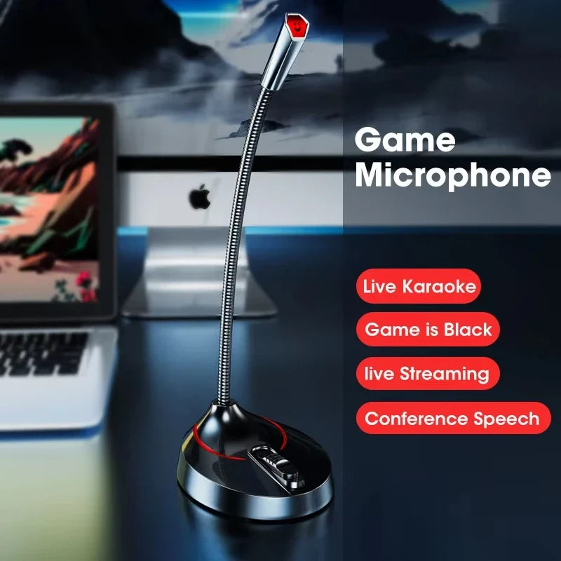 Mini Condenser Desk Microphone 3.5mm Wired Mic for PC Laptop