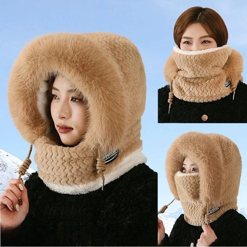 Women's Winter Thermal Hat Hood Scarf & Mask | Windproof