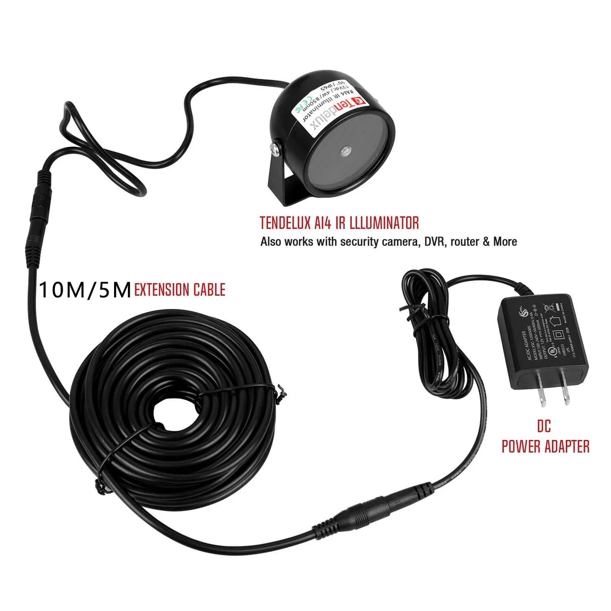DC Power Extension Cable 5.5mm×2.1mm – 5M & 10M Male Female