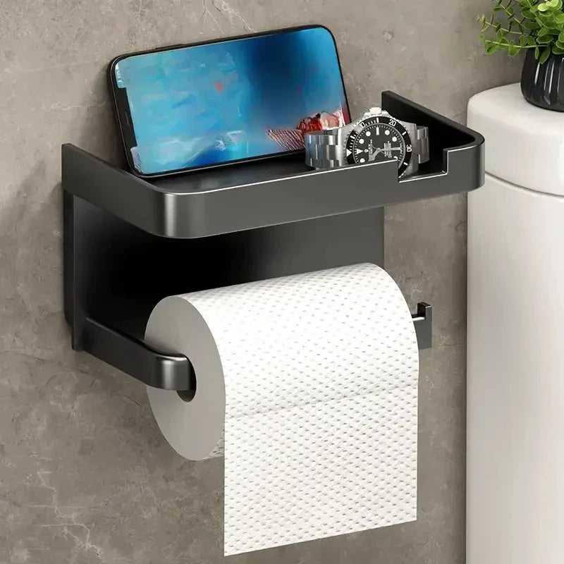 No-Drill Wall-Mounted Toilet Paper Holder | Bathroom Organizer