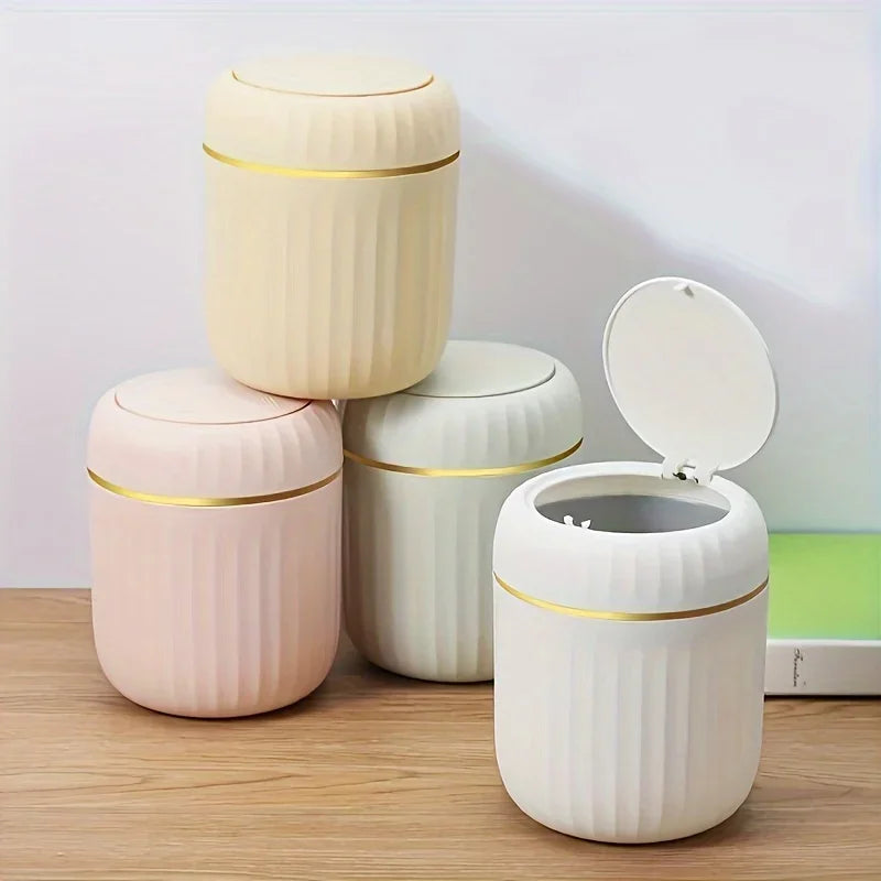 Mini Desktop Trash Can Lid Garbage Waste Bin Organizer Bedroom Office