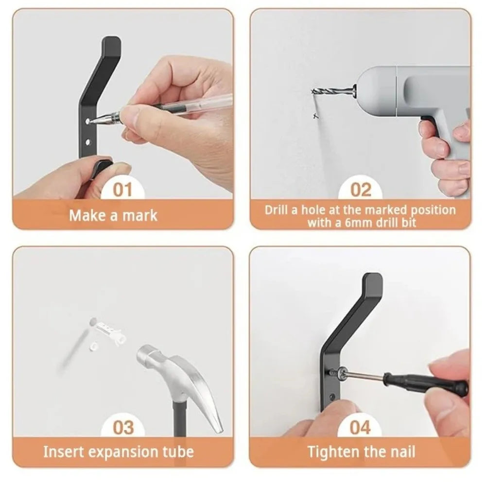 Heavy Duty Black Carbon Steel Wall Hooks – Multi-Pack Set