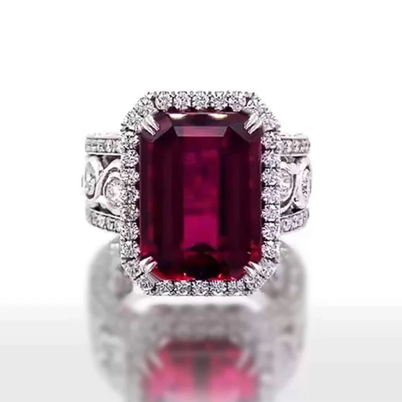 Huitan Red CZ Cocktail Ring – Cubic Zirconia Party Band