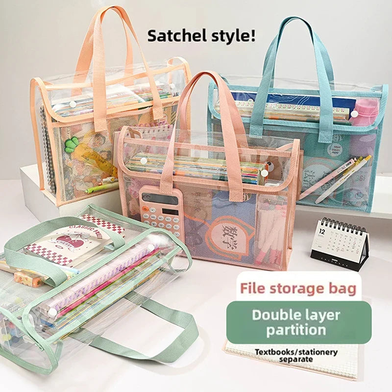 Expandable Waterproof File Storage Bag – Transparent Document Organizer