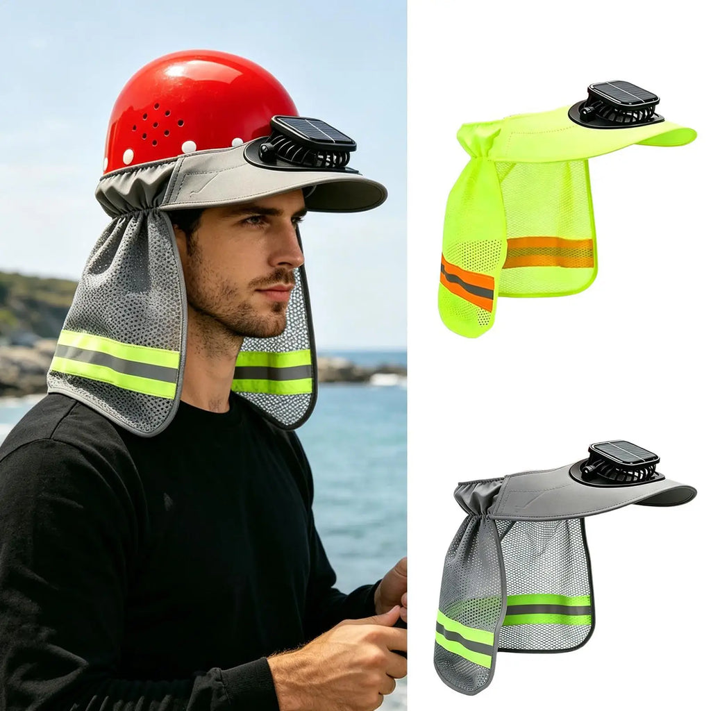 Solar Fan Hard Hat – Wide Brim Ventilated Safety Helmet