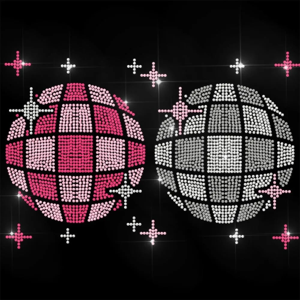 Glass Rhinestone Iron-On Appliqué Disco Ball Sheet 29.7x21cm
