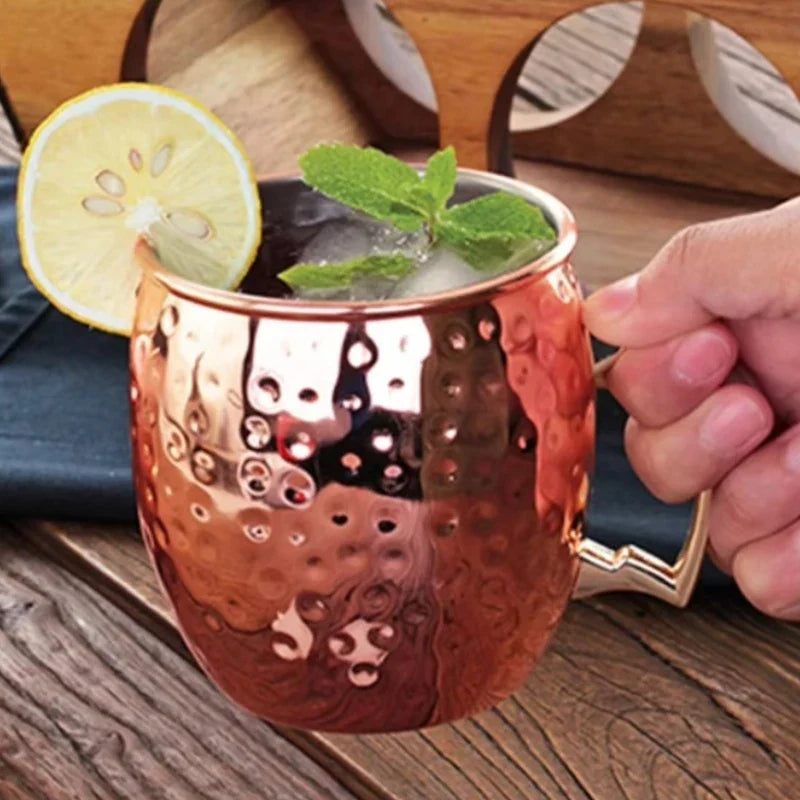 Stainless Steel Moscow Mule Beer Mugs Metal Copper Plated Hammered