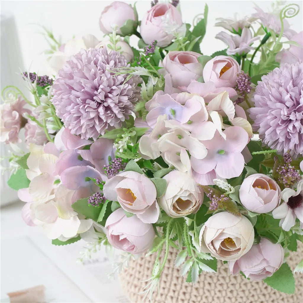 Artificial Silk Hydrangea & Peony Bouquet | Wedding & Home Decor