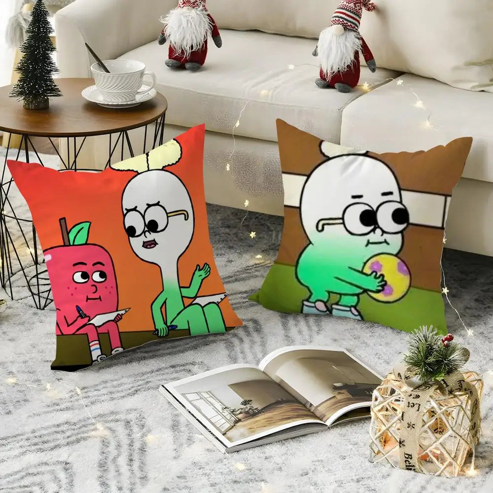 Anime Food Apples & Onions Linen Cushion Cover | Hidden Zipper