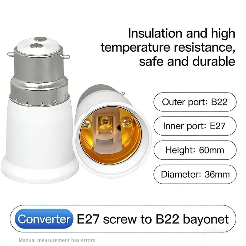 E27 to B22 Light Bulb Adapter 6-Pack – Screw to Bayonet