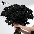9-Bundle Black Artificial Rose Bouquet – Faux Flowers Decor