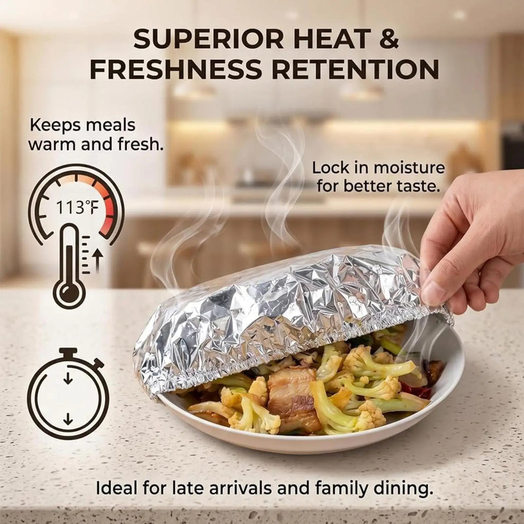 30-Pack Reusable Elastic Aluminum Foil Food Covers for Bowls