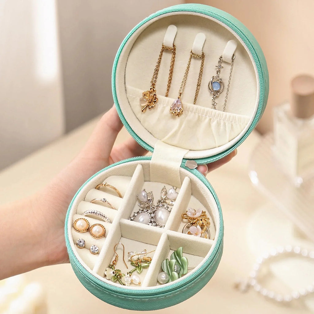 Small Travel Jewellery Organiser Storage Case Mini PU Leather Jewelry