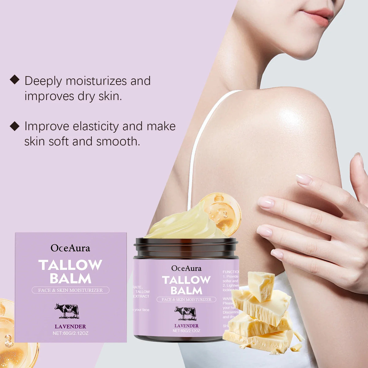 OceAura Lavender Tallow Moisturizing Body Cream 60g