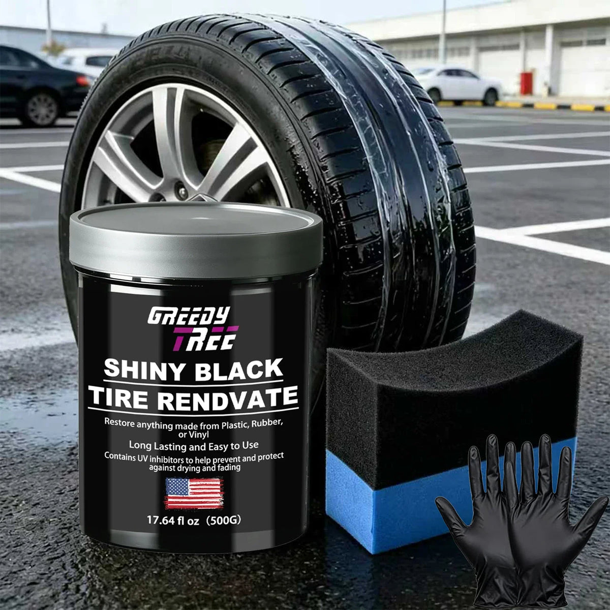 Shiny Black Tire Dressing – Deep Gloss No-Sling Formula 17.64oz