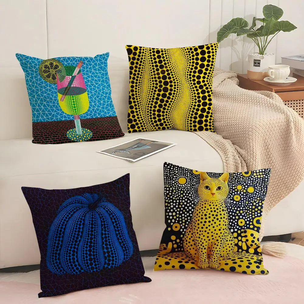 Yayoi Kusama Abstract Pumpkin Linen Cushion Cover | Art Décor