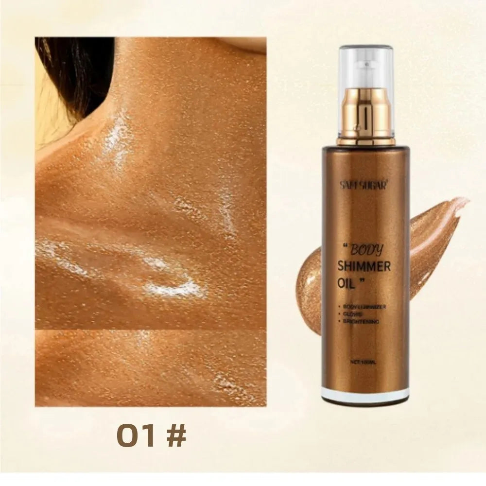 SAM SUGAR Pearl Rose Gold Shimmer Body Oil & Face Highlighter