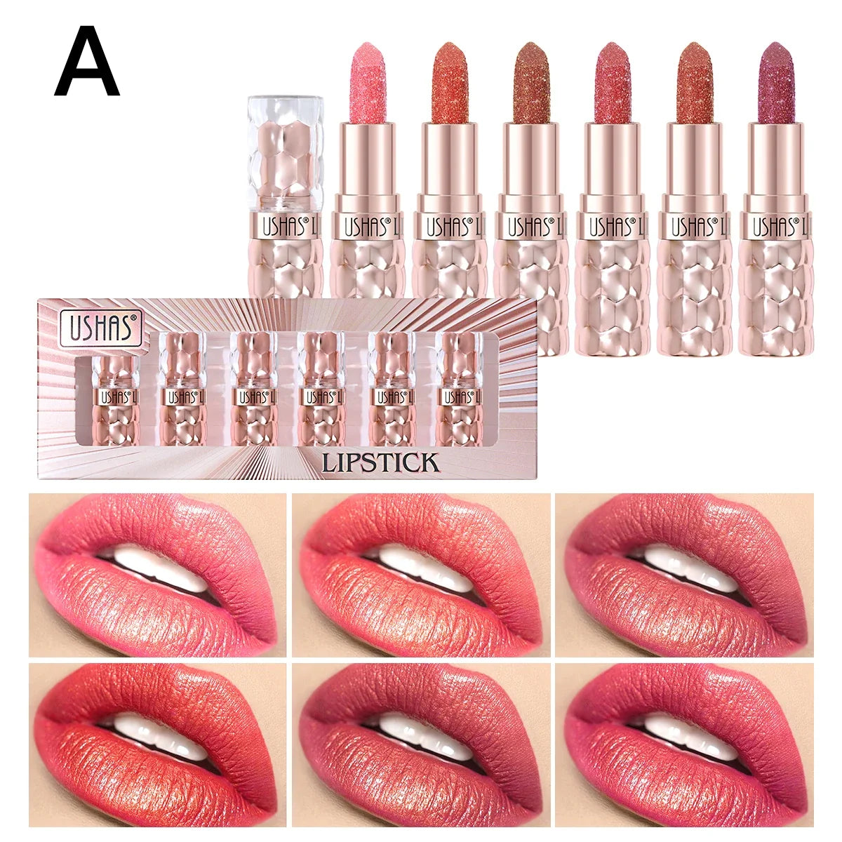 USHAS Metallic Liquid Lipstick Set – Waterproof & Long-Lasting