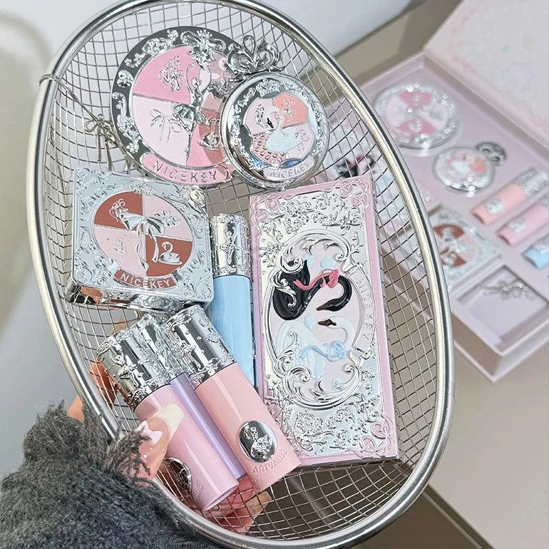 NICEKEY Pink Ballet 9-Piece Makeup Set with Necklace Gift
