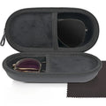 Double Mirror Box Eyewear Storage Glasses Clip Zipper Closure
